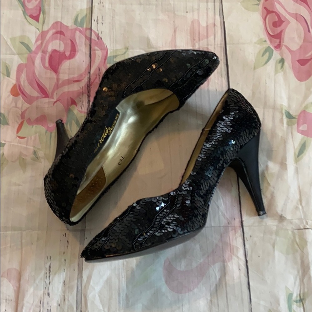 💥 Black Sequin Heels plz read description